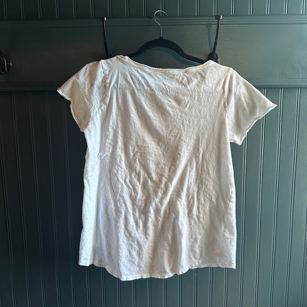 Lucky Brand White Tee with American Flag Patch - Picture 2 of 3